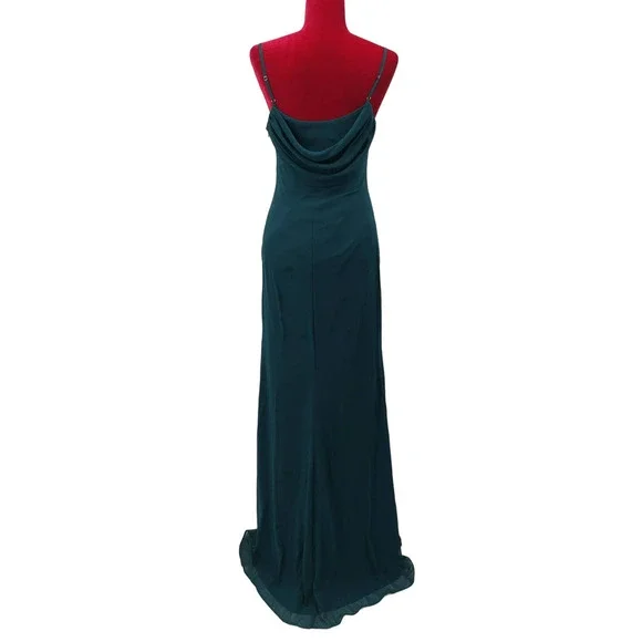LULU'S SZ 2 XS Captivated Emerald Green Maxi Bridesmaid Dress - Picture 3 of 7